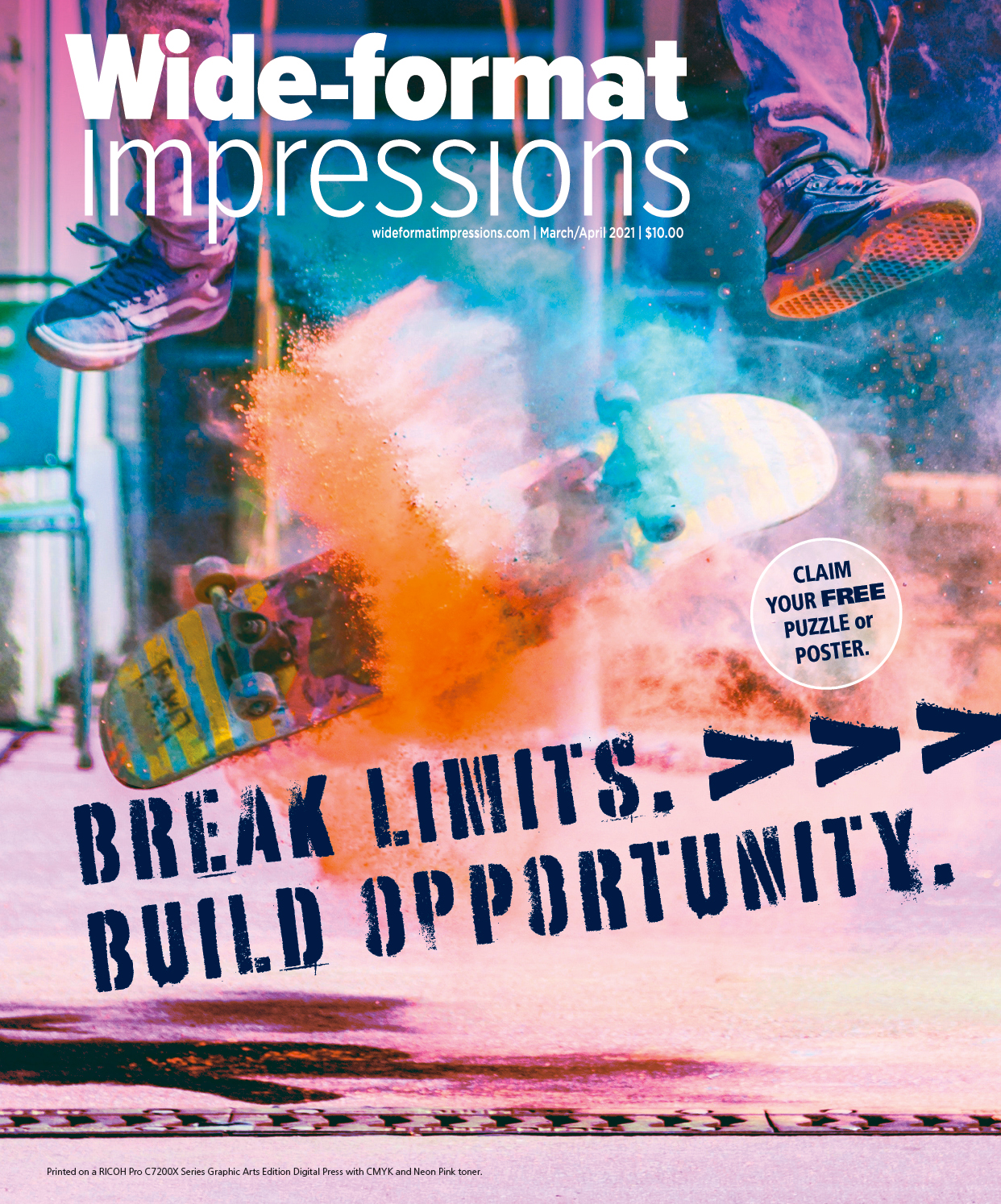 Colorful magazine ad of a dancer.